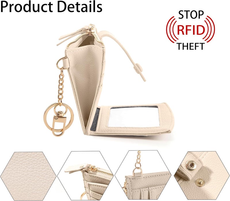 TSNSOEEO Keychain Wallet Wristlet Small Credit Card Holder Bracelet Key Chain Purse Bangle Tassel Beads Key Rings for Women - Image 4